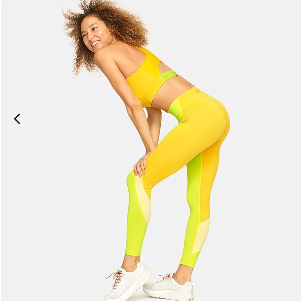 Outdoor Voices Yellow & Lime Colorblock Leggings